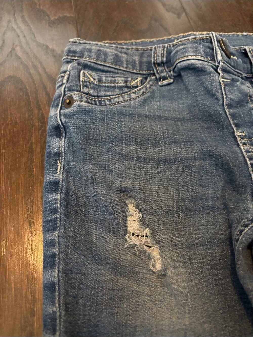 Justice Girls' Distressed Blue Denim Jeans size 10